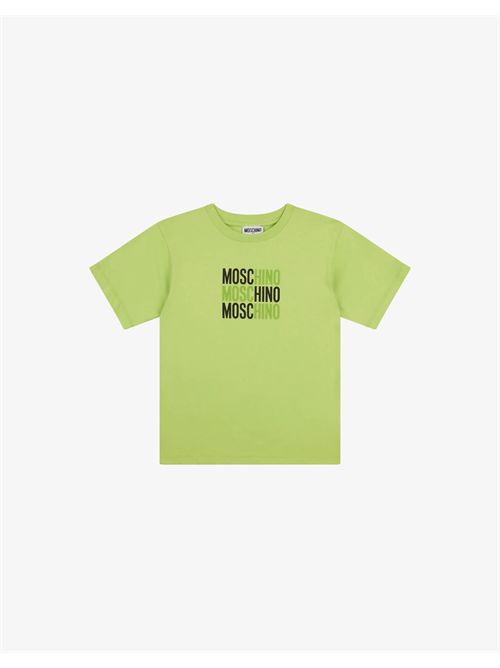 Maxi t-shirt in jersey di cotone stampata MOSCHINO KIDS | H5M05G-LAA23//30355